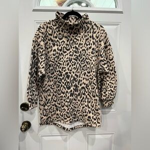 Leopard Print Turtleneck Women's Top